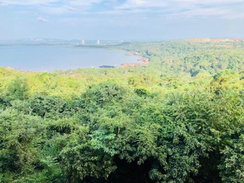 a view of a body of water and trees at lovely 2-bedroom sea view serviced apartment dabolim goa in Dabolim