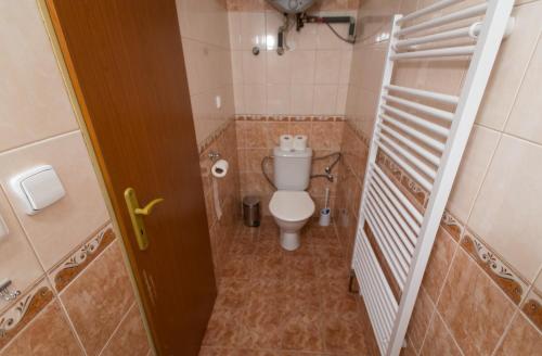 a small bathroom with a toilet in a room at Ubytování Světluška in Třeboň