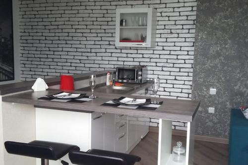 Dapur atau dapur kecil di Апартаменты в гостевом домике