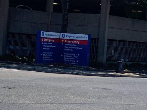 a sign that is on the side of a building at Near Rhodes College, FedEx Forum, Regional One, UTHS-Renansant-MingleHall in Memphis