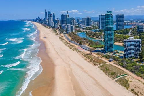 an aerial view of bondi beach inbrisbanebane at The Waterford on Main Beach in Gold Coast