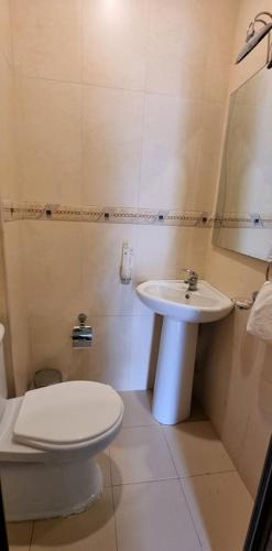 a bathroom with a toilet and a sink at Ureni Hotel in Kʼasakh