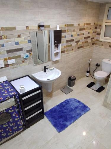 a bathroom with a white sink and a toilet at Appartamento vicino alle piramidi in Cairo