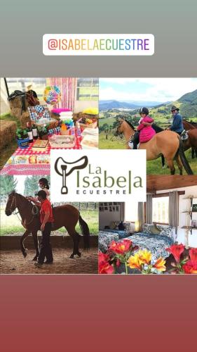 a collage of pictures of a woman riding a horse at La Isabela Estancia Ecuestre in Tabio