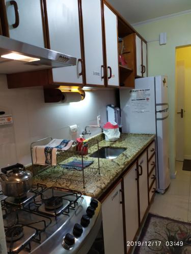 Una cocina o zona de cocina en Apartamento Capão Novo
