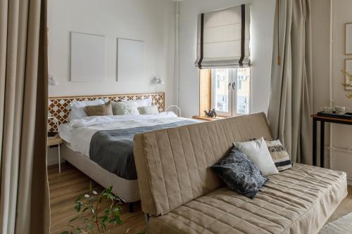 Säng eller sängar i ett rum på Апарт-отель Мечтатели Бесконтактное Заселение