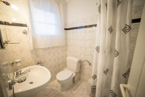 a bathroom with a toilet and a sink at ΞΕΝΟΔΟΧΕΙΟ ΠΑΠΑΝΑΓΙΩΤΟΥ in Neraïdochóri