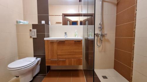 Koupelna v ubytování PRESTIGE PARK apartament z tarasem i parkingiem