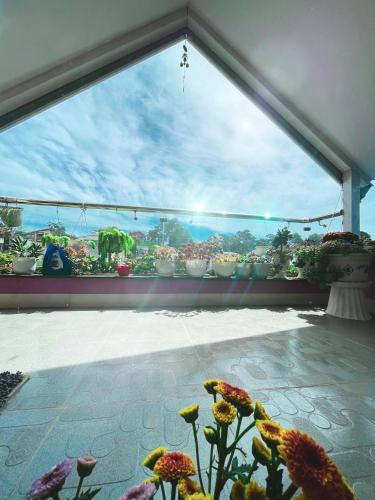 a view of a balcony with flowers and plants at Selena Dalat Homestay in Da Lat