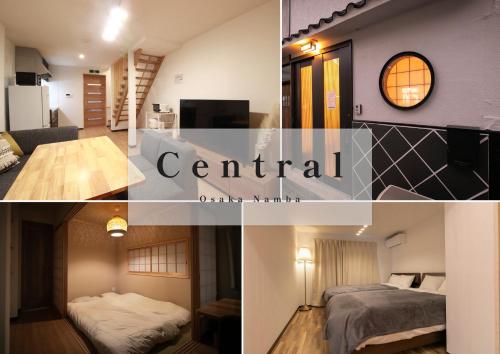 a collage of photos of a hotel room at Central in Osaka