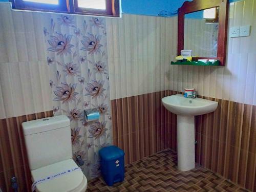 a bathroom with a toilet and a sink at Hungry Lion Resort in Sigiriya