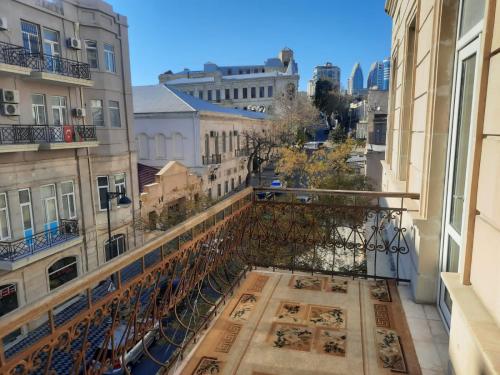 a view from the balcony of a building at Compleks Hostel of Nizami street in Baku