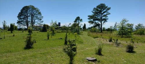 un campo con árboles y un camino en la hierba en Alas Mágicas, en Villa Yacanto