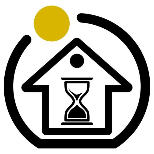 an hourglass in a house icon illustration at Residence San Raffaele 1 in Milan