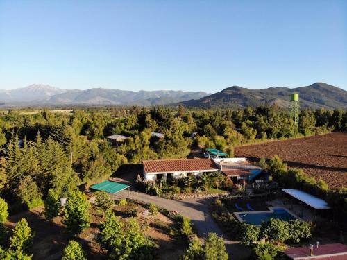 an aerial view of a resort with mountains in the background at Hostal La Maravilla in Vilches