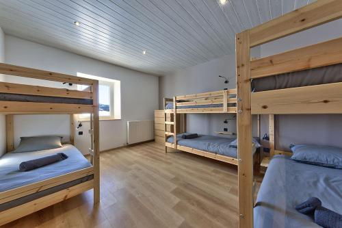 Poschodová posteľ alebo postele v izbe v ubytovaní Maison idéalement placée vue magnifique, départ ski de fond/Randonnée depuis le jardin
