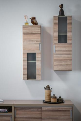 a room with two mirrors on the wall at Apartment Yogiam in Slavkov u Brna