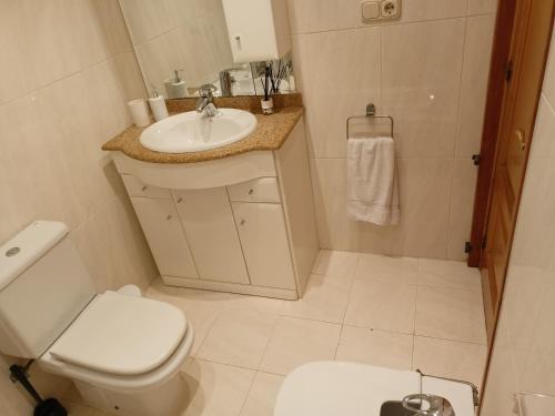 uma pequena casa de banho com WC e lavatório em LOA GETARIA em Getaria