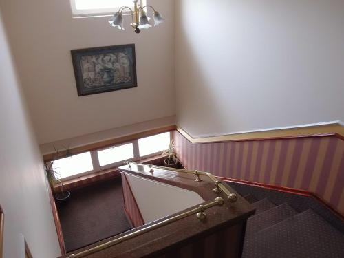 an overhead view of a staircase in a building at Garni Hotel Lav in Belgrade