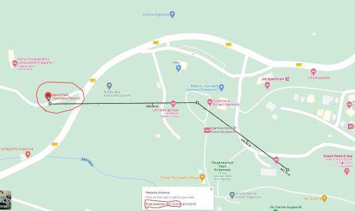 eine Karte des Resorts mit einer Karte des Resorts in der Unterkunft Sunčana Planina - Apartmani Wombat in Kopaonik