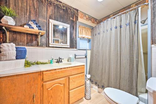 A bathroom at The Olde Homestead with Fire Pit and Mountain Views!