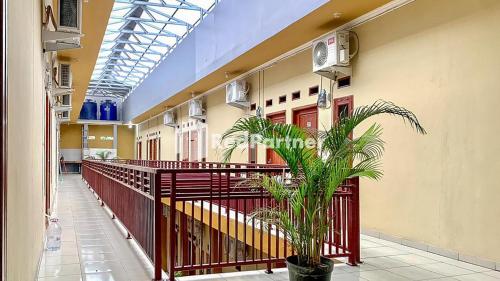 a hallway of a building with a potted plant at PSM Syariah Guest House RedPartner in Raab