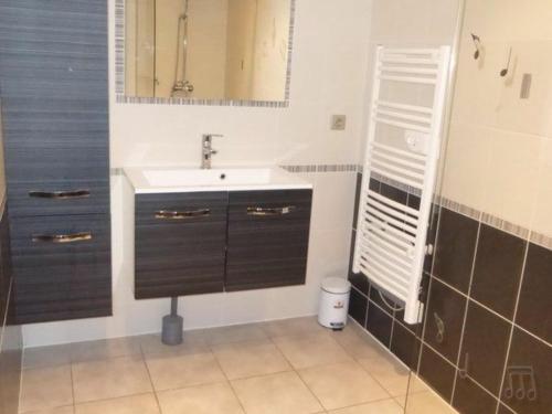 bagno con lavandino e specchio di Gîte Esplantas-Vazeilles-Esplantas, 4 pièces, 8 personnes - FR-1-582-225 