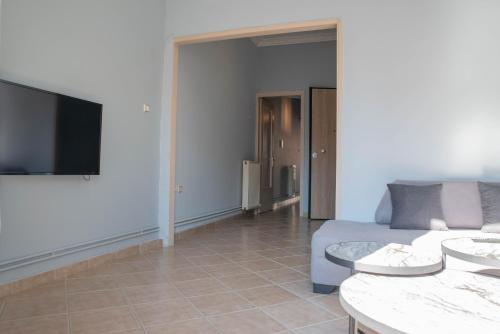 Μια τηλεόραση ή/και κέντρο ψυχαγωγίας στο Nikea apartment near Piraeus port and metro st II