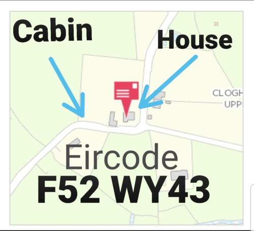 a map of a house with the words at Carrowkeel Cabin in Sligo