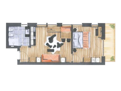 a floor plan of a room with a dog on it at CHALET NORA in San Vigilio Di Marebbe