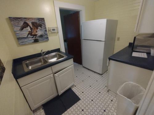 a small kitchen with a sink and a refrigerator at The Angelina Guesthouse - Adult Exclusive in Key West