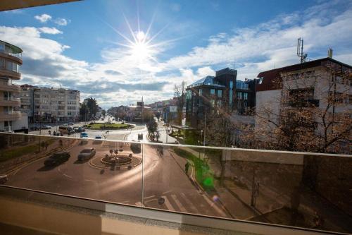 a view from a window of a city street at Central Apartment Chunarot in Ohrid