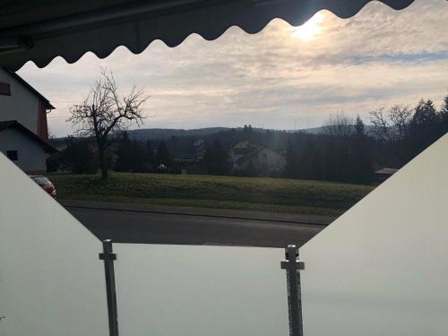 a view of a road from a window with a view at Berta in Neunkirchen