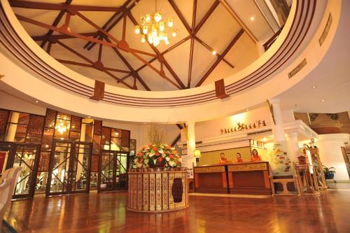a lobby of a shopping mall with a round ceiling at Felix River Kwai Resort - SHA Plus,Certified in Kanchanaburi