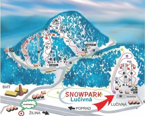 a map of the snowpack lukhovka resort at Ubytovanie u Jozefa / Strba in Štrba
