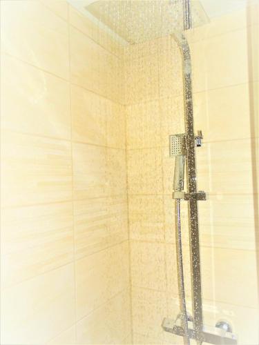 a shower with a shower head in a bathroom at Euro Hôtel Paris Créteil in Créteil