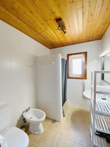 a bathroom with a toilet and a sink at Casa de Alventela - Countryside House in Paredes de Viadores