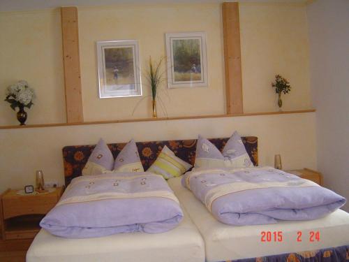 una cama con almohadas en una habitación en Haus-Johanna-2, en Riedlhütte