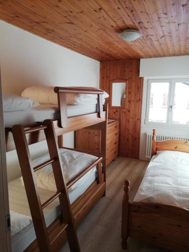 - une chambre avec des lits superposés dans une cabine dans l'établissement Appartamenti Bozzetta Marisa, à Cavalese