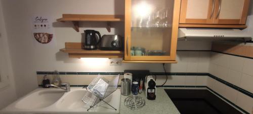 une cuisine avec un évier et un plan de travail dans l'établissement LE BACO-BACO, FACE AU CHÂTEAU, AVEC PARKING, à Nantes