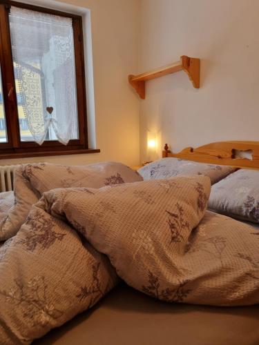 a bedroom with two beds and a window at Hirsch Haus in Santo Stefano di Cadore