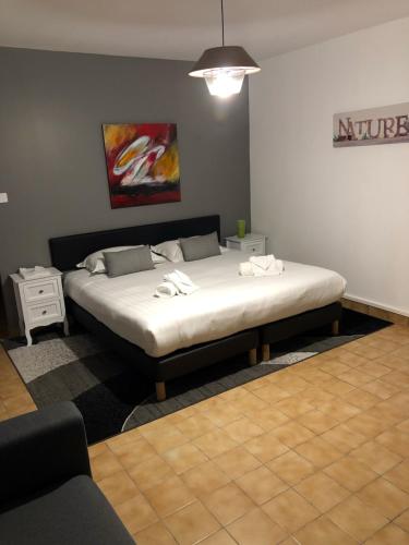 a bedroom with a bed in a room at Appartement LOGIS DES MARAIS in Saint-Philbert-de-Grand-Lieu