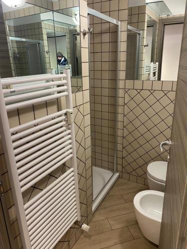 a bathroom with a toilet and a sink at Gran Baita Residence in Passo del Tonale