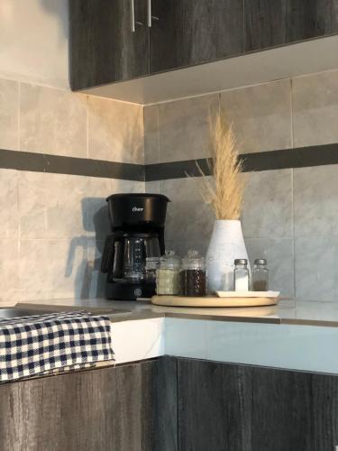 Η κουζίνα ή μικρή κουζίνα στο Loft Meraki with parking 7min to downtown