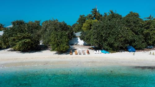 an island with trees on a white beach at Summer Vibes Beach Front in Rasdu