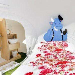 Ένα ή περισσότερα κρεβάτια σε δωμάτιο στο Bulle SPA Paysanne