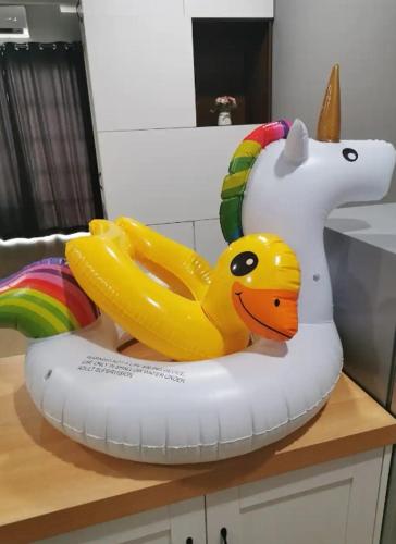 a inflatable rubber duck is sitting on a counter at Cozy Studio house /Soho Unit Near Kampar Utar in Kampar