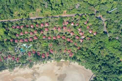 an overhead view of a forest with houses and trees at Nongsa Village Peaceful Villa in private beach Resort in Nongsa