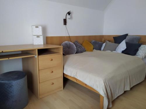 En eller flere senge i et værelse på Ubytovanie pod Červeným kameňom Malé Karpaty