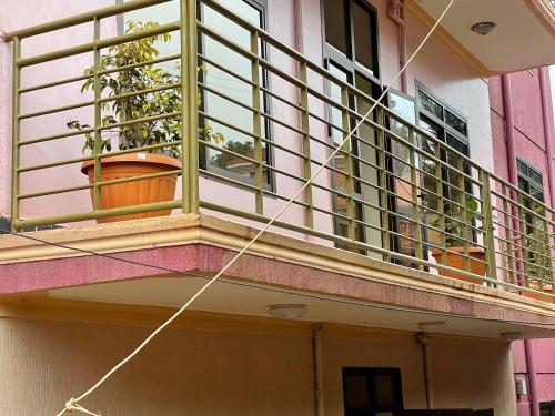 a balcony with potted plants on a building at Jaffa Suites in Kampala